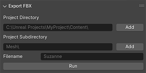 Panel with Directory and Filename Edit Fields