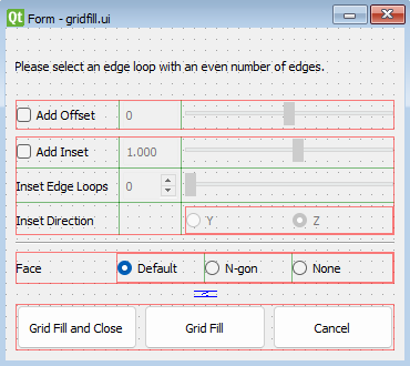 Qt Designer Grid Fill Tool Layout